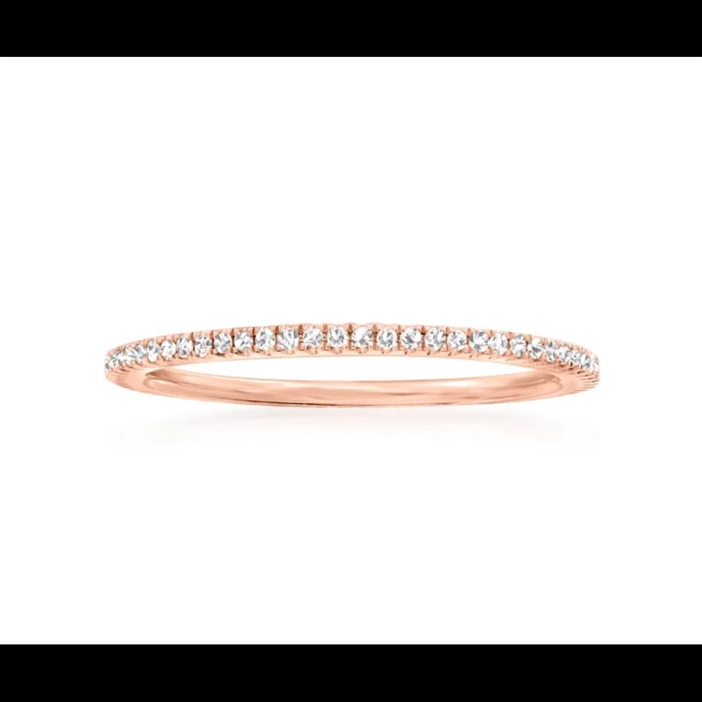 14k Solid Rose Gold Pave Diamond Half Eternity Band